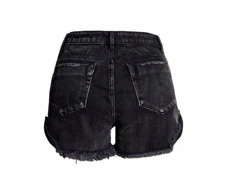 Floral! Black Ripped Shorts, Black Jeans, Ripped Denim Hot Pants, Bottoms,Femme Bottoms - Bohedian.Shop