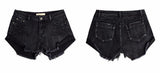 Floral! Black Ripped Shorts, Black Jeans, Ripped Denim Hot Pants, Bottoms,Femme Bottoms - Bohedian.Shop