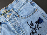 Floral Embroidery!Blue Jeans, Denim, Bottoms, Women Jeans, Femme Bottoms, Hot Pants - Bohedian.Shop