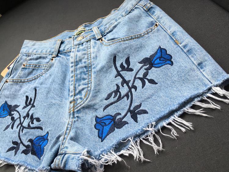 Floral Embroidery!Blue Jeans, Denim, Bottoms, Women Jeans, Femme Bottoms, Hot Pants - Bohedian.Shop