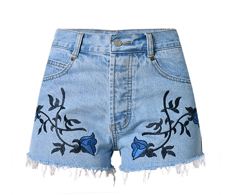 Floral Embroidery!Blue Jeans, Denim, Bottoms, Women Jeans, Femme Bottoms, Hot Pants - Bohedian.Shop