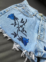 Floral Embroidery!Blue Jeans, Denim, Bottoms, Women Jeans, Femme Bottoms, Hot Pants - Bohedian.Shop