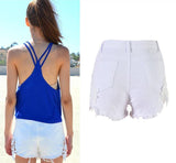 Lace!Blue Jeans, Denim Shorts, Bottoms, Women Jeans, Femme Bottoms, Hot Pants-TownTiger