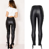 Laced Up PU! Sexy Leather Skinny Pants, Bottoms, Women Jeans, Femme Bottoms, Pants - Bohedian.Shop