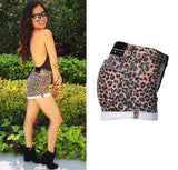 Leopard Shorts!Blue Jeans, Denim, Bottoms, Women Jeans, Femme Bottoms, Hot Pants-TownTiger