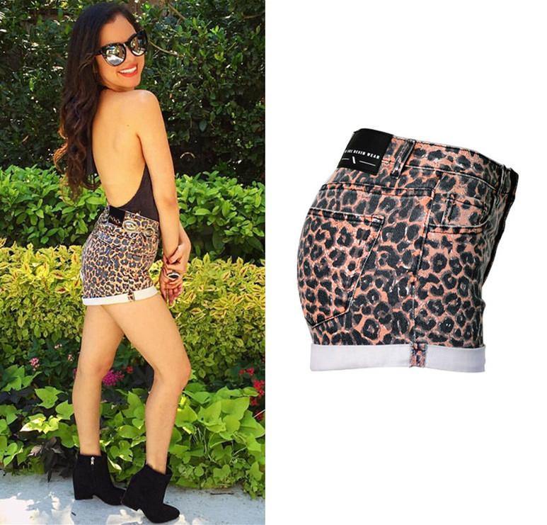 Leopard Shorts!Blue Jeans, Denim, Bottoms, Women Jeans, Femme Bottoms, Hot Pants-TownTiger