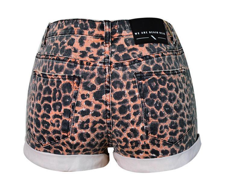 Leopard Shorts!Blue Jeans, Denim, Bottoms, Women Jeans, Femme Bottoms, Hot Pants-TownTiger