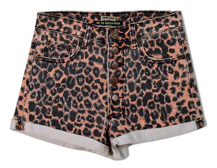 Leopard Shorts!Blue Jeans, Denim, Bottoms, Women Jeans, Femme Bottoms, Hot Pants-TownTiger