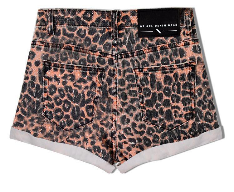 Leopard Shorts!Blue Jeans, Denim, Bottoms, Women Jeans, Femme Bottoms, Hot Pants-TownTiger