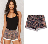 Leopard Shorts!Blue Jeans, Denim, Bottoms, Women Jeans, Femme Bottoms, Hot Pants-TownTiger