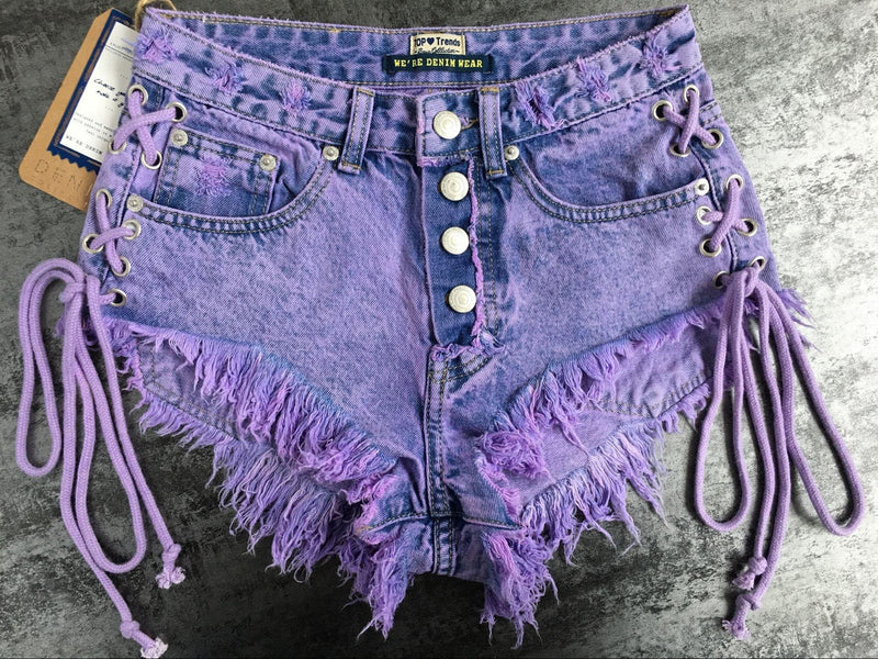 Macaron! Blue Jeans, Denim Shorts Hot Pants, Bottoms, Femme Bottoms - Bohedian.Shop