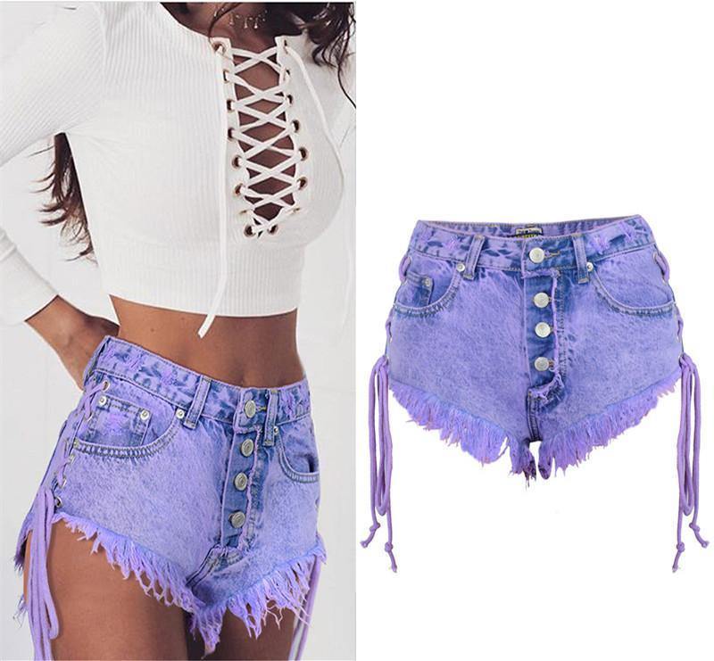 Macaron! Blue Jeans, Denim Shorts Hot Pants, Bottoms, Femme Bottoms - Bohedian.Shop