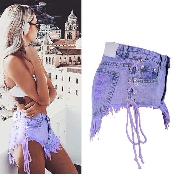 Macaron! Blue Jeans, Denim Shorts Hot Pants, Bottoms, Femme Bottoms - Bohedian.Shop