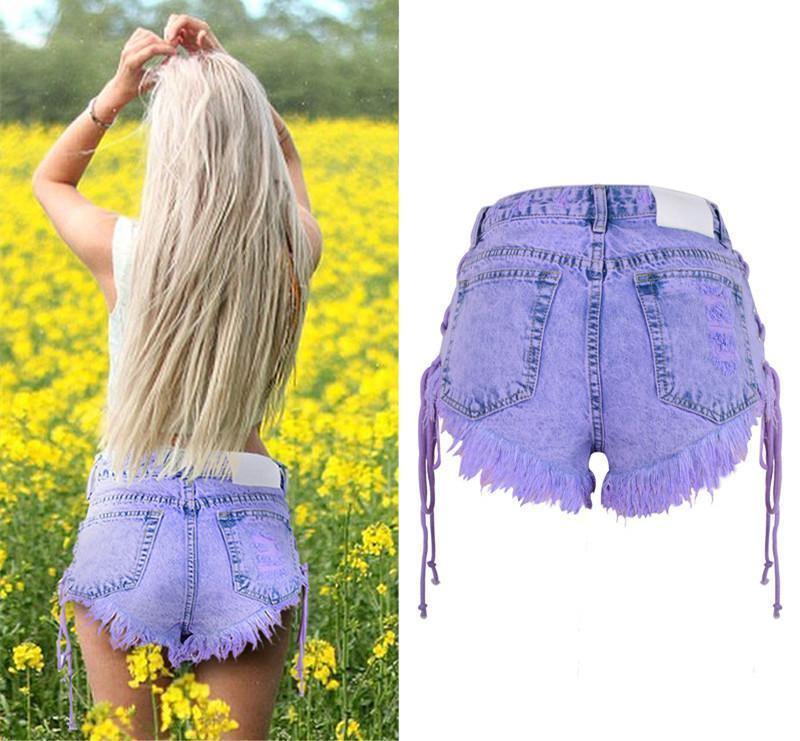 Macaron! Blue Jeans, Denim Shorts Hot Pants, Bottoms, Femme Bottoms - Bohedian.Shop