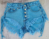 Macaron! Blue Jeans, Denim Shorts Hot Pants, Bottoms, Femme Bottoms - Bohedian.Shop