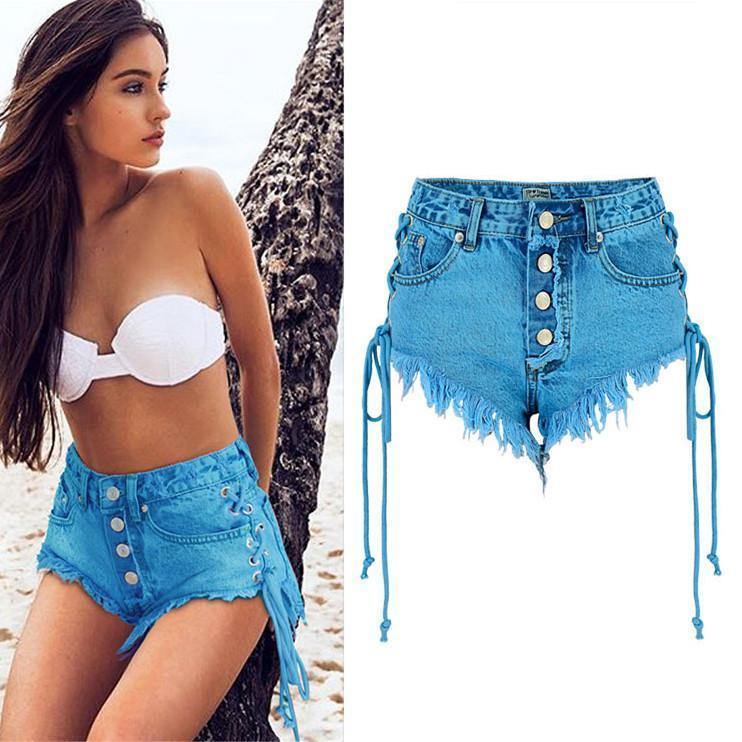 Macaron! Blue Jeans, Denim Shorts Hot Pants, Bottoms, Femme Bottoms - Bohedian.Shop