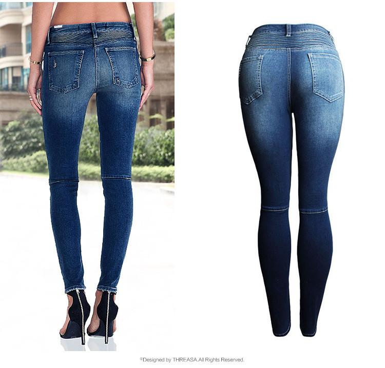 Motorcycle Skinny!Blue Jeans, Denim, Bottoms, Women Jeans, Femme Bottoms, Pants Trousers - Bohedian.shop