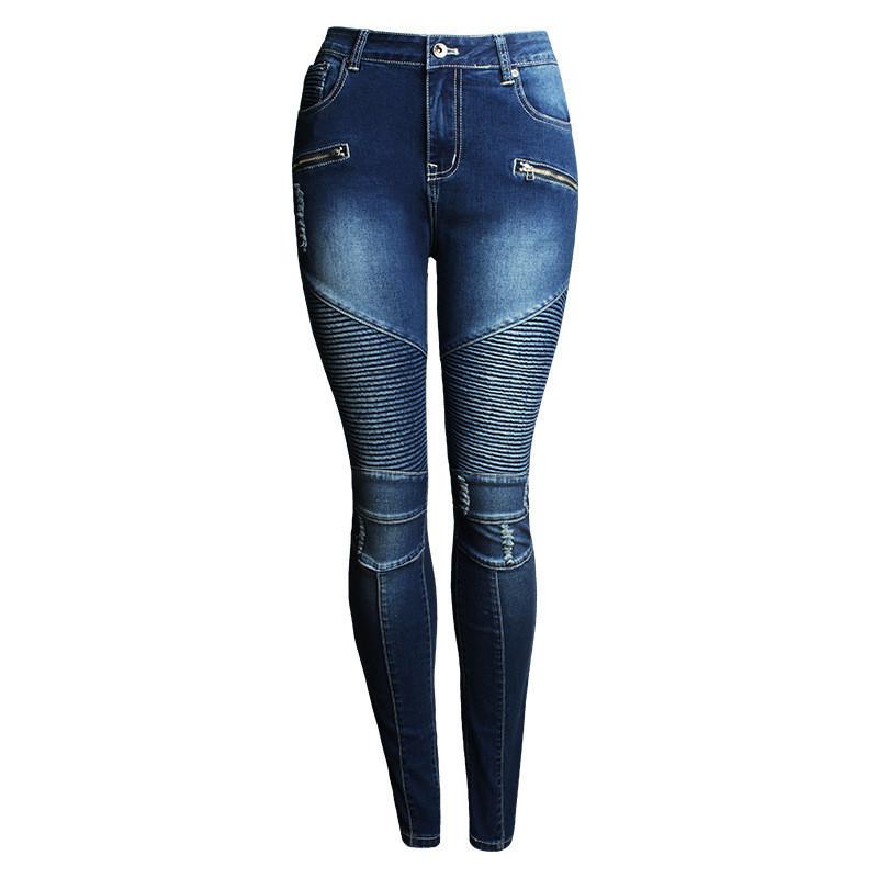 Motorcycle Skinny!Blue Jeans, Denim, Bottoms, Women Jeans, Femme Bottoms, Pants Trousers - Bohedian.shop