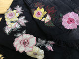 Pink Flowers! Black Jeans Shorts, Denim Shorts, Bottoms, Women Jeans, Femme Bottoms, Hot Pants-TownTiger