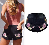 Pink Flowers! Black Jeans Shorts, Denim Shorts, Bottoms, Women Jeans, Femme Bottoms, Hot Pants-TownTiger