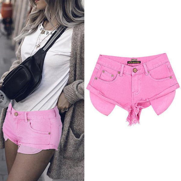 Pink Shorts! Denim Shorts, Women Jeans, Femme Bottoms, Hot Pants Trousers-TownTiger