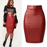 Red Faux Leather Skirt! PU leather,Motorcycle, Hip-Hugger, Women Jeans, Skirt-TownTiger