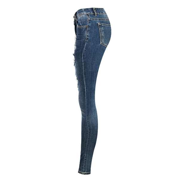 Red Patches!Blue Jeans, Denim, Bottoms, Women Jeans, Femme Bottoms, Pants Trousers-TownTiger