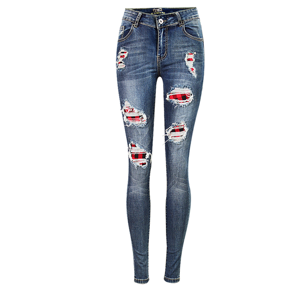 Red Patches!Blue Jeans, Denim, Bottoms, Women Jeans, Femme Bottoms, Pants Trousers-TownTiger