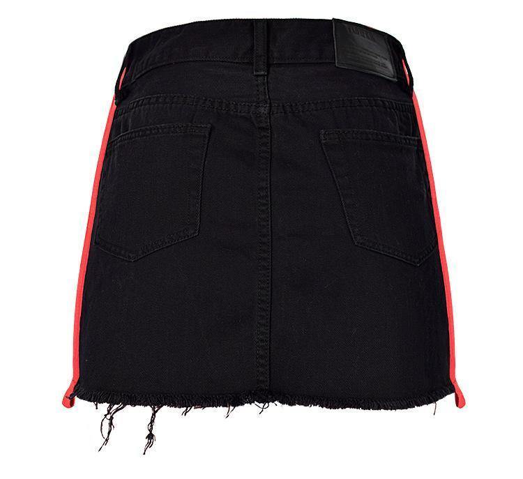 Red Ribbon! Black Jeans Skirt, Denim Skirt, Women Jeans, Femme Bottoms, Hot Skirt - Bohedian.Shop