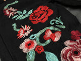 Red Rose Black Jeans!Embroidery Jeans, Denim, Bottoms,Femme Bottoms, Pants Trousers-TownTiger