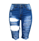 Ripped Five!Blue Jeans, Ripped Denim Five Pants, Bottoms, Women Jeans, Khloé Kardashian-TownTiger