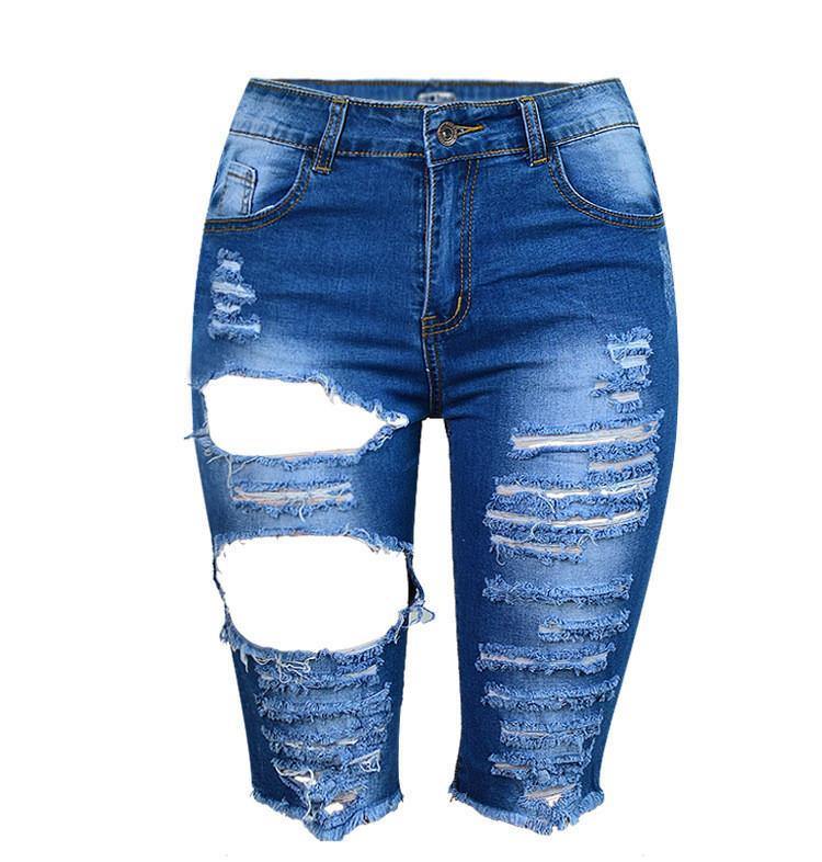 Ripped Five!Blue Jeans, Ripped Denim Five Pants, Bottoms, Women Jeans, Khloé Kardashian-TownTiger