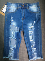 Ripped Five!Blue Jeans, Ripped Denim Five Pants, Bottoms, Women Jeans, Khloé Kardashian-TownTiger