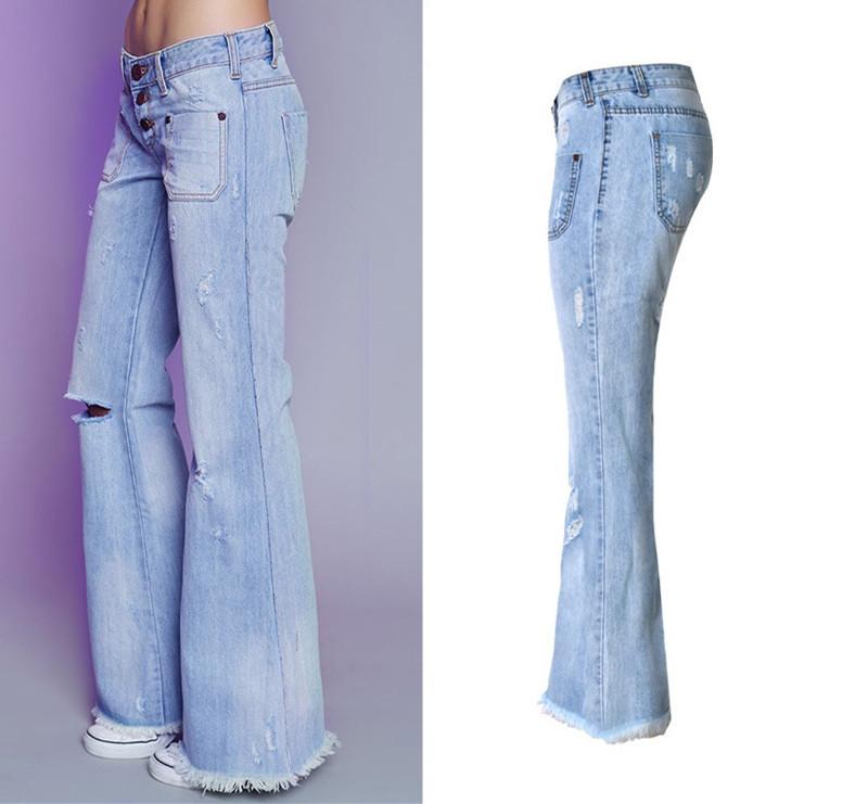 Ripped Wideleg!Blue Jeans, Denim, Bottoms, Women Jeans, Femme Bottoms, Pants Trousers - Bohedian.shop