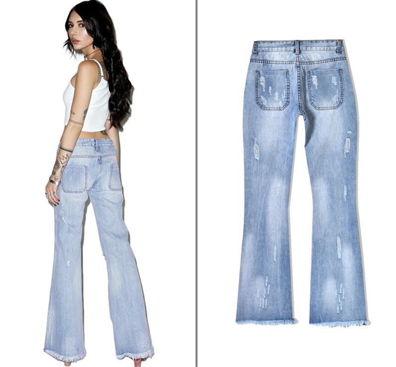 Ripped Wideleg!Blue Jeans, Denim, Bottoms, Women Jeans, Femme Bottoms, Pants Trousers - Bohedian.shop