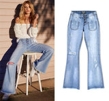 Ripped Wideleg!Blue Jeans, Denim, Bottoms, Women Jeans, Femme Bottoms, Pants Trousers - Bohedian.shop