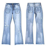 Ripped Wideleg!Blue Jeans, Denim, Bottoms, Women Jeans, Femme Bottoms, Pants Trousers - Bohedian.shop