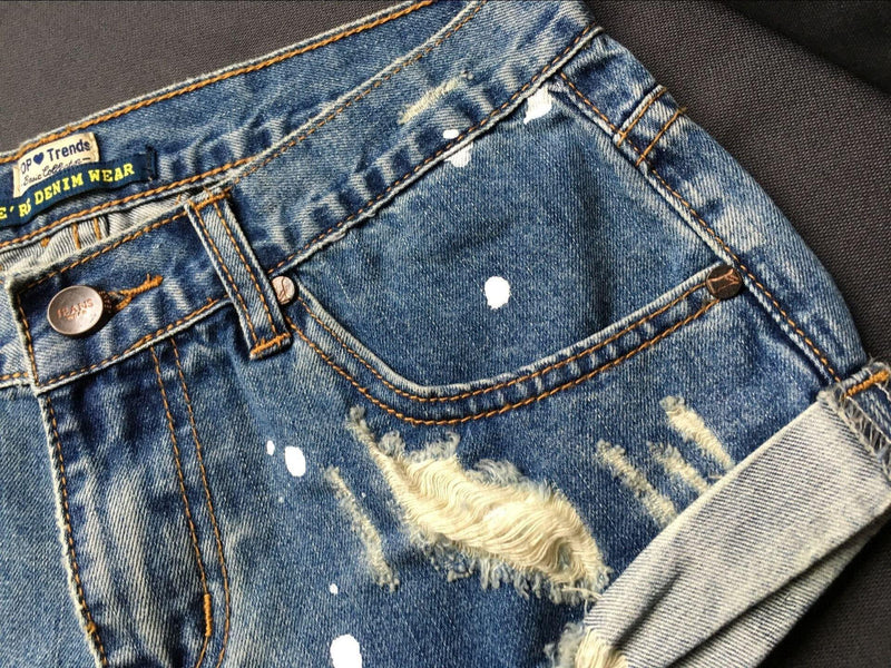 Rolled-up Edge!Blue Jeans, Denim, Bottoms, Women Jeans, Femme Bottoms, Hot Pants - KellyModa Store