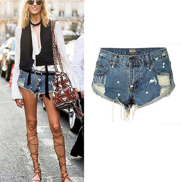 Rolled-up Edge!Blue Jeans, Denim, Bottoms, Women Jeans, Femme Bottoms, Hot Pants - KellyModa Store