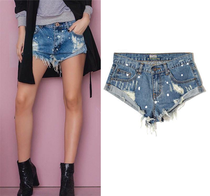 Rolled-up Edge!Blue Jeans, Denim, Bottoms, Women Jeans, Femme Bottoms, Hot Pants - KellyModa Store