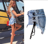 Rope!Blue Jeans Shorts, Denim Shorts, Bottoms, Women Jeans, Femme Bottoms, Hot Pants-TownTiger