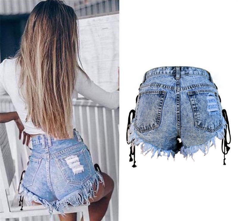 Rope!Blue Jeans Shorts, Denim Shorts, Bottoms, Women Jeans, Femme Bottoms, Hot Pants-TownTiger