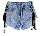 Rope!Blue Jeans Shorts, Denim Shorts, Bottoms, Women Jeans, Femme Bottoms, Hot Pants-TownTiger