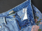 Rose Embroidery!Blue Jeans, Denim, Bottoms, Women Jeans, Femme Bottoms, Hot Pants - KellyModa Store