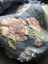 Rose Embroidery!Blue Jeans, Denim, Bottoms, Women Jeans, Femme Bottoms, Hot Pants - KellyModa Store