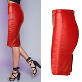 Scarlet Faux Leather Skirt! PU leather,Motorcycle, Hip-Hugger, Women Jeans, Skirt-TownTiger