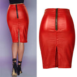 Scarlet Faux Leather Skirt! PU leather,Motorcycle, Hip-Hugger, Women Jeans, Skirt-TownTiger