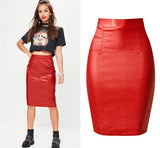 Scarlet Faux Leather Skirt! PU leather,Motorcycle, Hip-Hugger, Women Jeans, Skirt-TownTiger