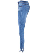 Sloping Cutting!Blue Jeans, Denim, Women Skinny Jeans, Femme Bottoms, Pants Trousers-TownTiger