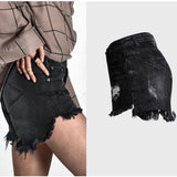 Star! Black Ripped Shorts, Black Jeans, Ripped Denim Hot Pants, Bottoms,Femme Bottoms - Bohedian.Shop